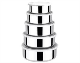 Conjunto De Potes Inox Com Tampa Plástica 5 Peças