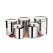 Conjunto De Potes Inox Porta Mantimentos 5 Peças Com Tampa Suprema 2100101 Brinox