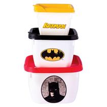 Conjunto de potes kit com 3 unidades Homem Aranha Batman lancheira pote infantil papinha de bebe