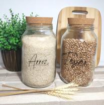 Conjunto de Potes Mantimento 3,2 litros Arroz e Feijão com rolha