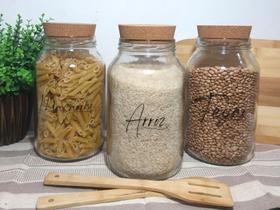 Conjunto de Potes Mantimento 3,2 litros - Arroz, Feijão e Macarrão com rolha Conjunto de Potes Mantimento 3,2 litros - Arroz, Feijão e Macarrão com rolha