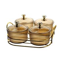 Conjunto de Potes Multiuso Com Suporte Dourado 5pçs Conjunto de Potes Multiuso Com Suporte Dourado 5pçs