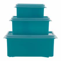 Conjunto de Potes Organizadores Quadrado Baixo Pequeno 3 pçs Conjunto de Potes Organizadores Quadrado Baixo Pequeno 3 pçs
