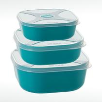 Conjunto de Potes Organizadores Quadrado com Válvula 3 pçs