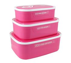 Conjunto de Potes para Alimentos com 3 Peças - Pink