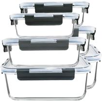 Conjunto de Potes para Armazenamento de Alimentos M MCIRCO 6 Peças Herméticos de Vidro Conjunto de Potes para Armazenamento de Alimentos M MCIRCO 6 Peças Herméticos de Vidro