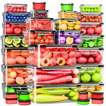 Conjunto de Potes para Armazenamento de Alimentos RockBerry 66 Peças com Tampa Hermética Conjunto de Potes para Armazenamento de Alimentos RockBerry 66 Peças com Tampa Hermética