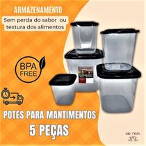 Conjunto De Potes Para Mantimento 5 Peças Com Tampa BPA Free