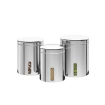 Conjunto De Potes Para Mantimentos 3 Pc Inox Com Visor Brinox