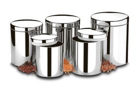 Conjunto de potes para mantimentos com tampa e visor brinox suprema 5 peças aço inox