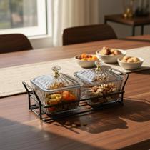 Conjunto De Potes Para Servir Com Base De Metal Porções Luxo Conjunto De Potes Para Servir Com Base De Metal Porções Luxo