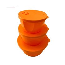 Conjunto de Potes Plástico Redondos c/ Válvula Para Freezer Microondas Lava Louças - 350/650/1200ml