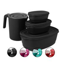 Conjunto De Potes Plástico Utilidades Cozinha P M G C/ Jarra - All Stock