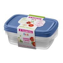 Conjunto de Potes Plásticos 785ml 3 Peças Sanremo Hermético Retangular Conjunto de Potes Plásticos 785ml 3 Peças Sanremo Hermético Retangular