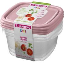Conjunto de Potes Plásticos Fácil 800ML com 3 Unidades Sanremo Conjunto de Potes Plásticos Fácil 800ML com 3 Unidades Sanremo