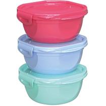 Conjunto de Potes Plásticos Redondos com Trava 450ML