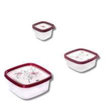 Conjunto de potes plásticos tampa decorados 3 und plasútil Conjunto de potes plásticos tampa decorados 3 und plasútil