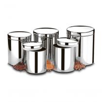 Conjunto De Potes Porta Mantimentos Brinox 5 Peças Inox Conjunto De Potes Porta Mantimentos Brinox 5 Peças Inox