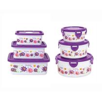 Conjunto de Potes Redondos e Retangulares Roxo Lauren 6 Peças