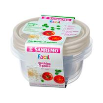 Conjunto de Potes Redondos Plástico 1,3L Cappucino 3pçs - Sanremo Conjunto de Potes Redondos Plástico 1,3L Cappucino 3pçs - Sanremo