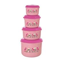 Conjunto de Potes Redondos Rosa Floral Primavera 4 Peças