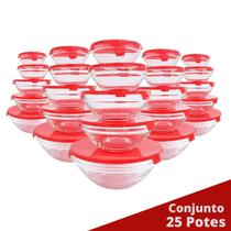 Conjunto De Potes Redondos Vidro Tampa Colorida oferta 25 UN