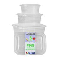 Conjunto de Potes Retangulares PMG Transparente