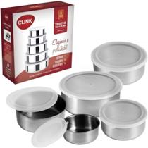 Conjunto de Potes Tigelas Bowl Inox com Tampa 5 Peças Conjunto de Potes Tigelas Bowl Inox com Tampa 5 Peças