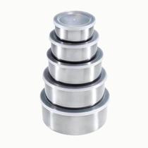 Conjunto De Potes Tijelas Para Alimentos Inox Jogo 5 Peças