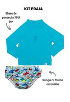 Conjunto de praia e piscina, Blusa Uv + Sunga fralda reutilizável - ECO&PLAY