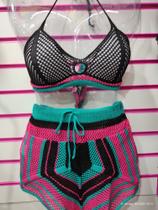 Conjunto de praia em tricô feminino
