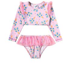 Conjunto De Praia Infantil Cropped e Calcinha Menina Com Fps Uv50+ Tip Top Piscina Natação Bk65