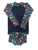 Conjunto de praia infantil menino proteção UV - camiseta raglan e sunga boxer 0 a 16 anos Conjunto de praia infantil menino proteção UV - camiseta raglan e sunga boxer 0 a 16 anos