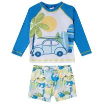 Conjunto de Praia Masculino FPS Uv50+ Camiseta Manga Longa Sunga Boxex TipTop Piscina Verão Bk81
