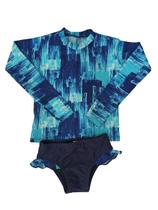 Conjunto de praia menina proteção UV - blusinha e calcinha com babadinho Conjunto de praia menina proteção UV - blusinha e calcinha com babadinho