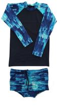 Conjunto de praia menino proteção UV azul marinho manga raglan