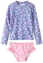 Conjunto de Praia UMELOK para Meninas com Camiseta UV e Biquíni 2 Peças 6 Anos
