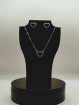 Conjunto de Prata 925 Coração Liso - Elegância Simples em Joias de Qualidade