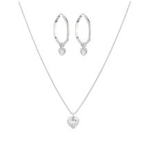 Conjunto De Prata 925 Coração Ponto De Luz Corrente Veneziana