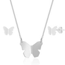 Conjunto de Prata Borboleta Origami
