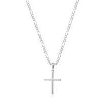 Conjunto de Prata Corrente Grumet, Crucifixo Tradicional