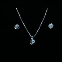 Conjunto de prata ponto de luz zirconia