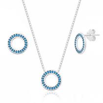 Conjunto de Prata Redondo Azul Claro Conjunto de Prata Redondo Azul Claro
