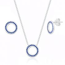 Conjunto de Prata Redondo Azul Escuro