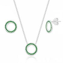 Conjunto de Prata Redondo Esmeralda Conjunto de Prata Redondo Esmeralda