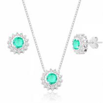 Conjunto de Prata Zircônia Verde Claro