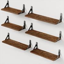 Conjunto de prateleiras de parede AMADA HOMEFURNISHING Wood Floating 6 unidades Conjunto de prateleiras de parede AMADA HOMEFURNISHING Wood Floating 6 unidades