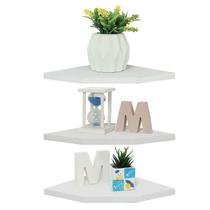 Conjunto de prateleiras de parede de canto Joiishom Floating Wood White x3