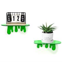 Conjunto de prateleiras de parede Game, pacote com 2 peças de acrílico, pequeno, 18 cm, verde