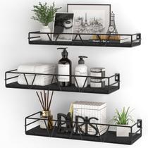 Conjunto de prateleiras flutuantes Home Wood Wall Set Farmhouse Black Conjunto de prateleiras flutuantes Home Wood Wall Set Farmhouse Black